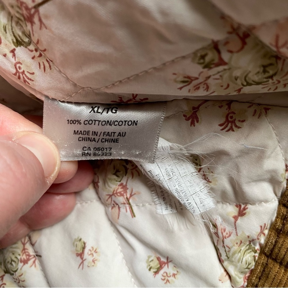 Vintage Roots Corduroy jacket faux Sherpa ditsy floral feminine floral lined XL - Picture 7 of 12